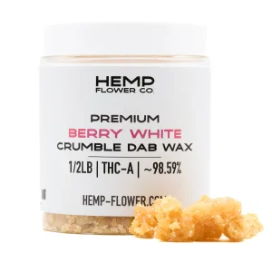 Berry White THCA crumble wax hemp concentrate with golden crumbly texture