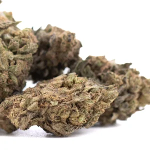 Cherry Truffle THCa hemp flower greenhouse grown buds with frosty trichomes and deep green tones