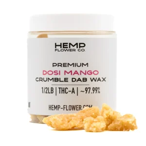 Dosi Mango THCA crumble wax hemp extract with golden crumbly texture and rich terpene profile