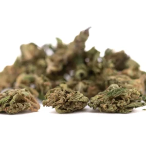 Early Remedy CBD hemp flower small buds with frosty trichomes and bright green color