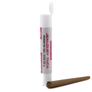 Jealousy THCa pre rolls crafted with premium hemp flower and clean white rolling paper