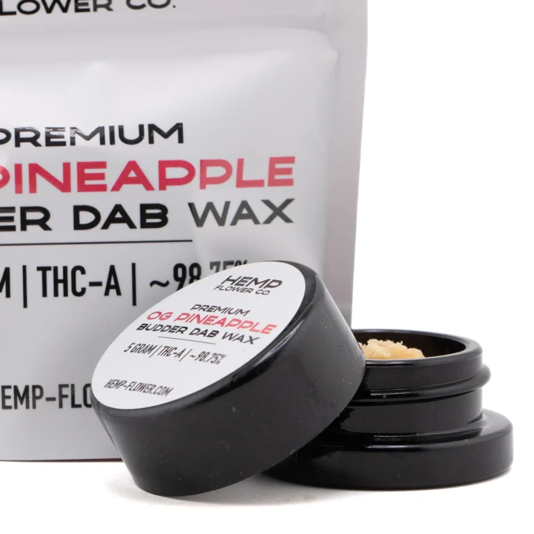 OG Pineapple THCa budder wax hemp concentrate with creamy golden texture