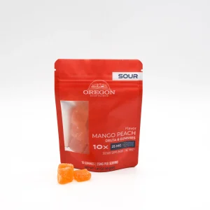 Sour Mango Peach Delta 8 gummies tropical flavored hemp gummies with sugar coating