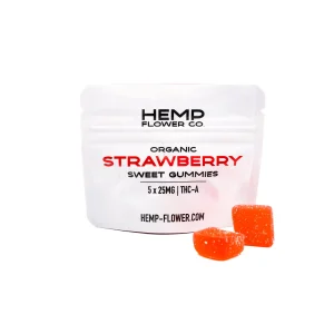 Strawberry THCa sweet gummies infused with hemp extract and natural strawberry flavor