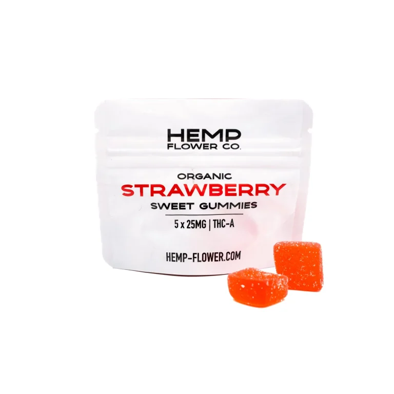 Strawberry THCa sweet gummies infused with hemp extract and natural strawberry flavor