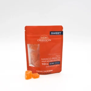 Sweet Mango Peach CBD gummies 250mg tropical fruit flavored CBD gummy cubes